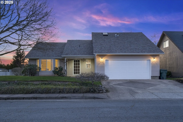 5219 Spring Leaf Ct N, Keizer, OR 97303 - view of front of house with a garage, concrete driveway, roof with shingles, and a yard