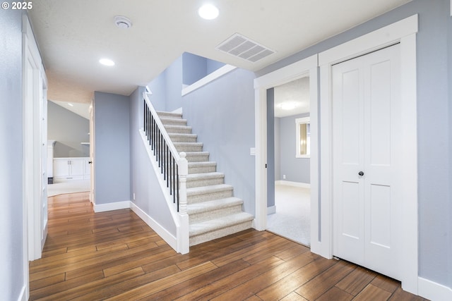 5219 Spring Leaf Ct N, Keizer, OR 97303 - staircase with wood-type flooring and recessed lighting