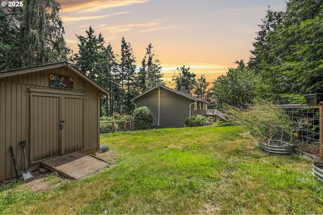 20681 S Wisteria Rd, West Linn, OR 97068 - yard at dusk featuring a storage shed