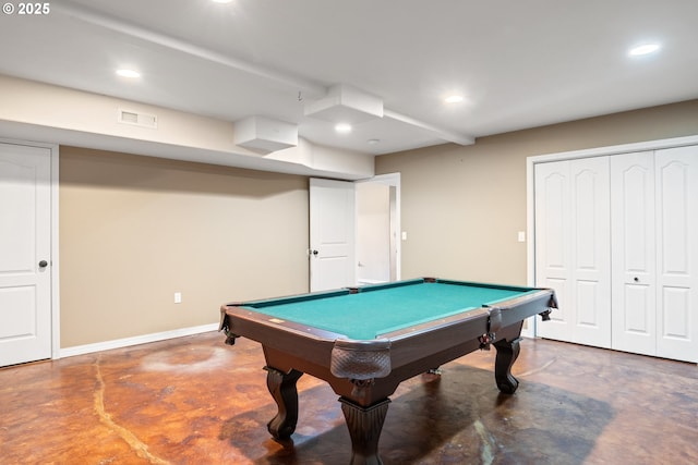 recreation room with pool table