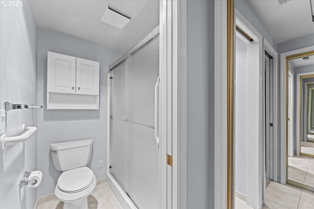 15420 NE Knott St Unit 2, Portland, OR 97230 - full bathroom with a stall shower, toilet, and tile patterned floors