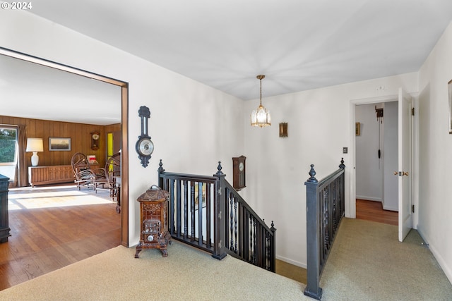 6455 SW Scholls Ferry Rd, Portland, OR 97223 - stairs with carpet and a chandelier