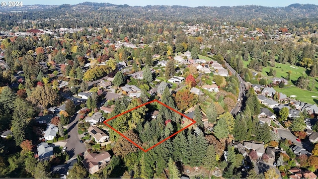 6455 SW Scholls Ferry Rd, Portland, OR 97223 - aerial view of residential area with property parcel outlined