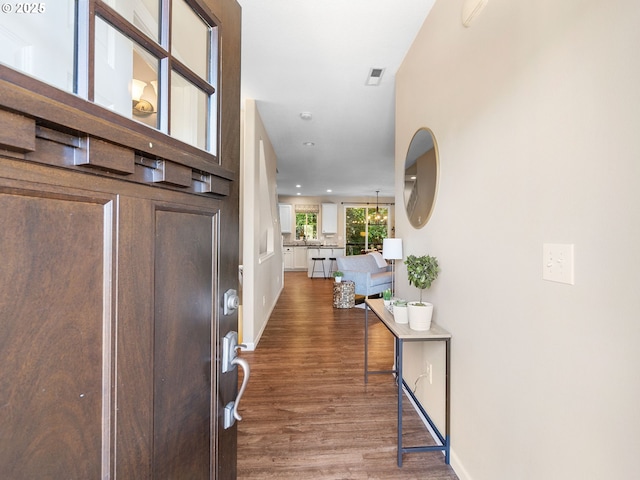 13143 SW Brianne Way, Portland, OR 97223 - entrance foyer with dark wood-style floors and recessed lighting