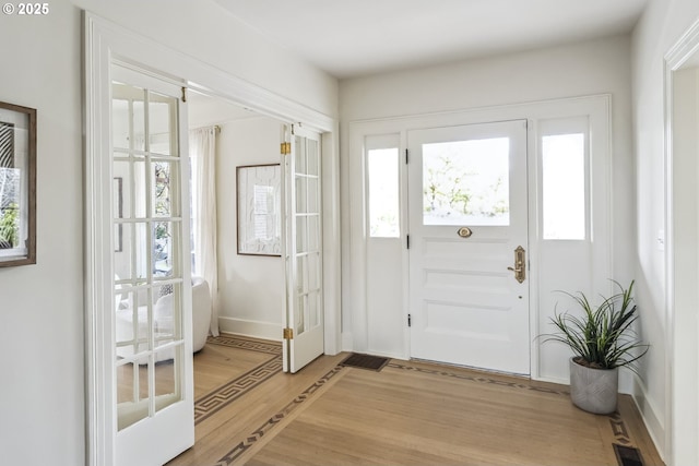 interior space with light hardwood / wood-style flooring