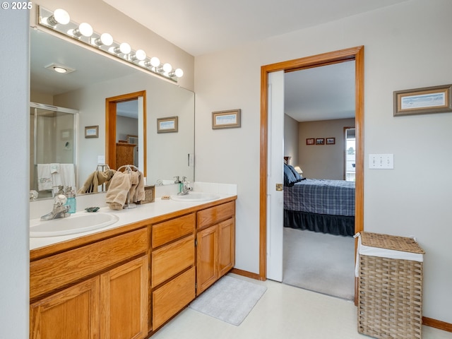 1136 S Pine St, Canby, OR 97013 - ensuite bathroom with double vanity and a stall shower
