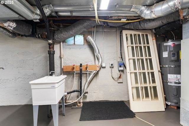 9935 N Lombard St, Portland, OR 97203 - unfinished basement with secured water heater and a sink