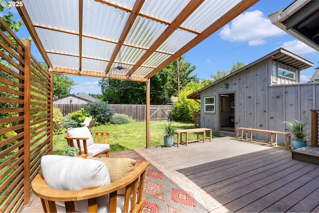 9935 N Lombard St, Portland, OR 97203 - wooden deck featuring an outbuilding