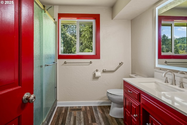 16170 Mcbee Rd, Dallas, OR 97338 - bathroom with plenty of natural light, wood finished floors, vanity, and a shower stall
