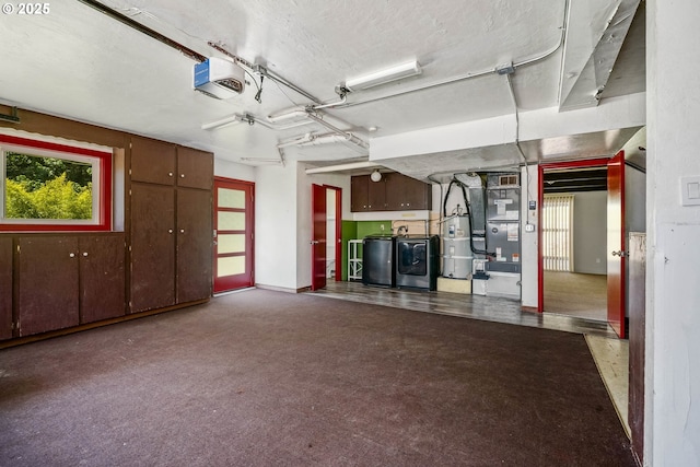 16170 Mcbee Rd, Dallas, OR 97338 - garage with separate washer and dryer, a garage door opener, heating unit, and secured water heater
