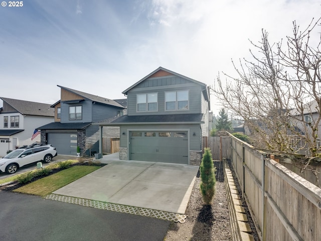 view of front of property with a garage