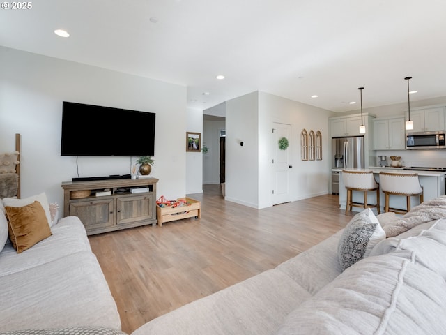 living room with light wood-type flooring