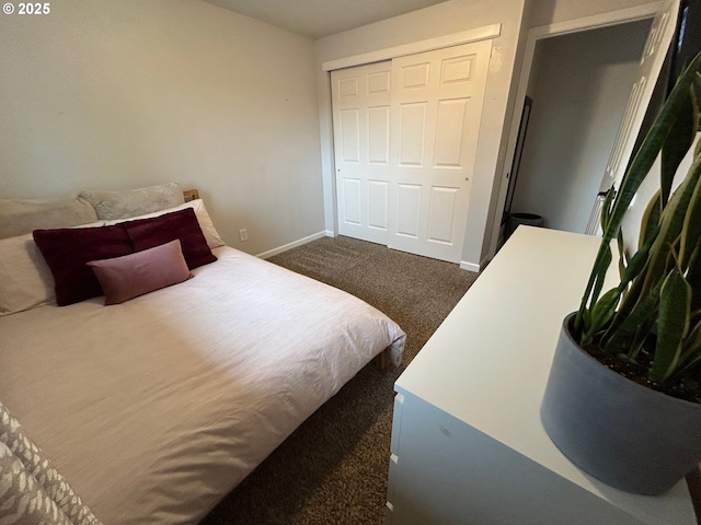 carpeted bedroom featuring a closet