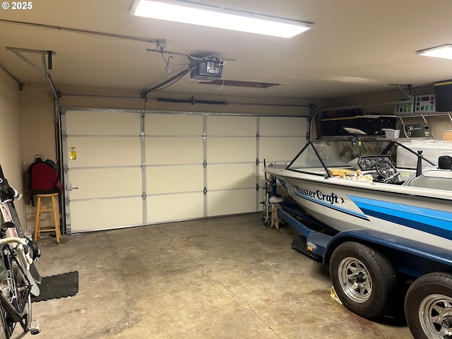 garage with a garage door opener