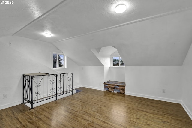 1262 Kalmia St, Junction City, OR 97448 - bonus room featuring plenty of natural light, a textured ceiling, wood finished floors, and vaulted ceiling