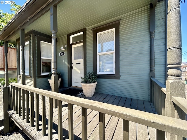 deck with covered porch