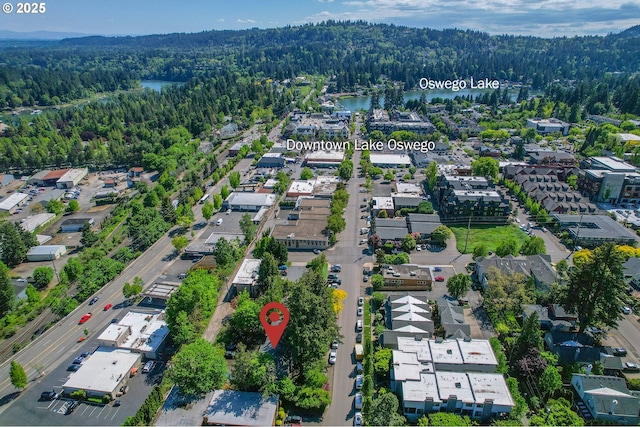 639 1st St, Lake Oswego, OR 97034 - aerial view of property and surrounding area with a forest