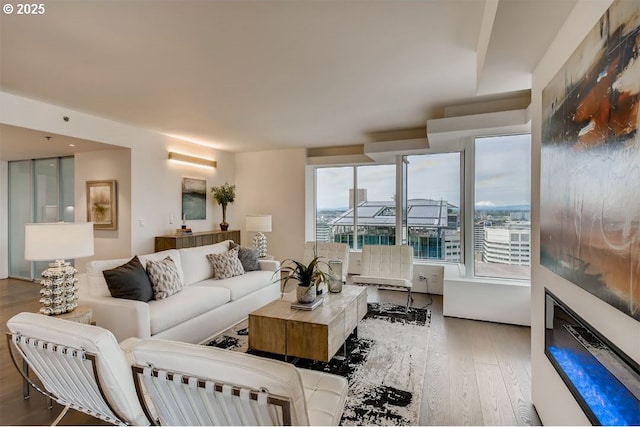 living area featuring wood finished floors