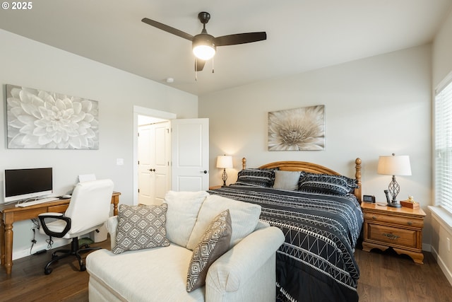 847 Pebble Crk St, Sutherlin, OR 97479 - bedroom featuring wood finished floors, baseboards, a desk, and ceiling fan