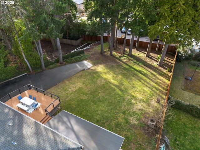 view of yard featuring a fenced backyard