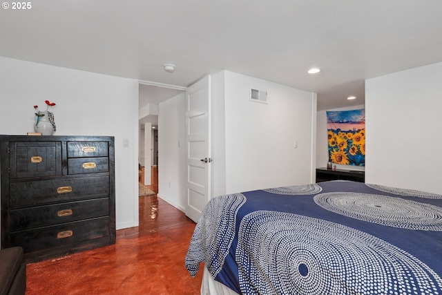 44409 SW Knight Rd, Gaston, OR 97119 - bedroom featuring finished concrete floors and recessed lighting