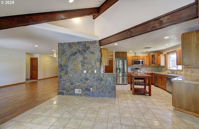 46135 E Avery Rd, Chehalis, WA 98532 - kitchen featuring backsplash, recessed lighting, visible vents, and appliances with stainless steel finishes