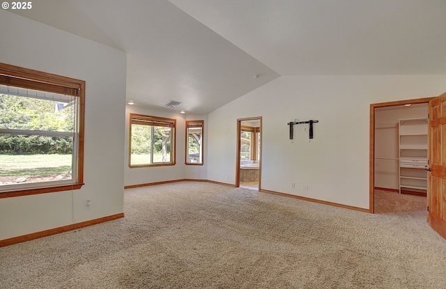46135 E Avery Rd, Chehalis, WA 98532 - interior space featuring lofted ceiling, baseboards, visible vents, and light colored carpet