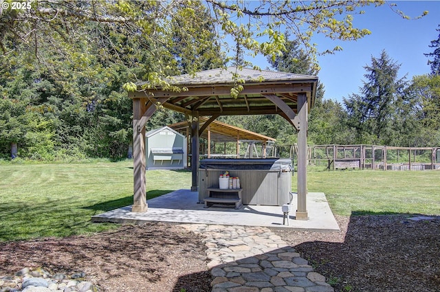 46135 E Avery Rd, Chehalis, WA 98532 - view of yard with a patio area, a hot tub, and a gazebo