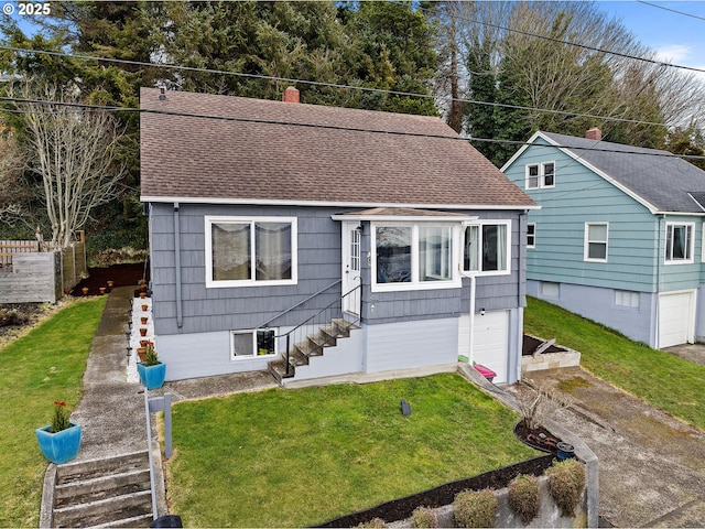 view of front of home with a front yard