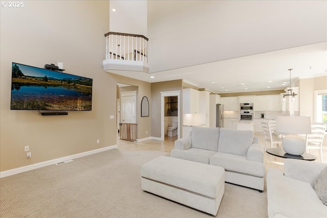 980 SW 7th St, Dundee, OR 97115 - living room featuring recessed lighting and light carpet