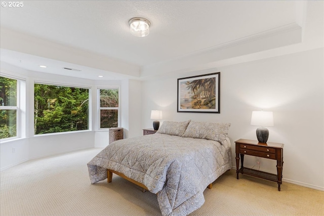 980 SW 7th St, Dundee, OR 97115 - bedroom with light colored carpet, a raised ceiling, recessed lighting, and ornamental molding