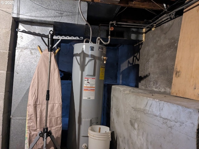 utility room featuring water heater