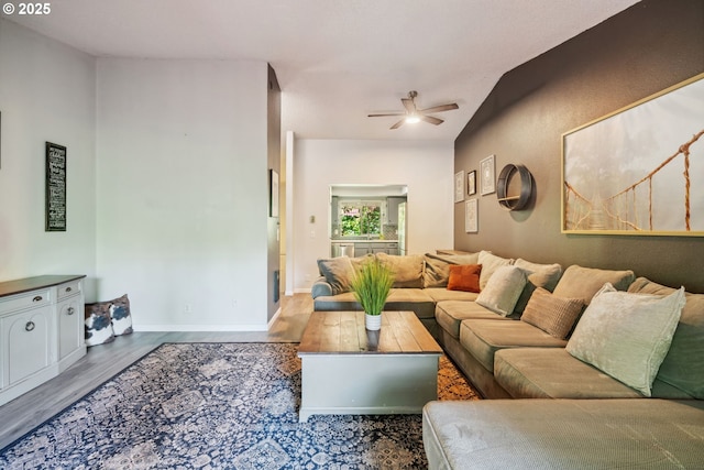 2818 Treetop Ln, West Linn, OR 97068 - living room with a ceiling fan and wood finished floors