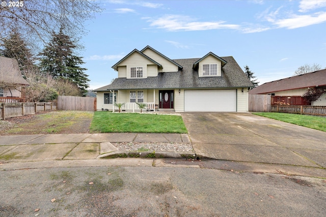 view of front of home featuring a porch and a front lawn