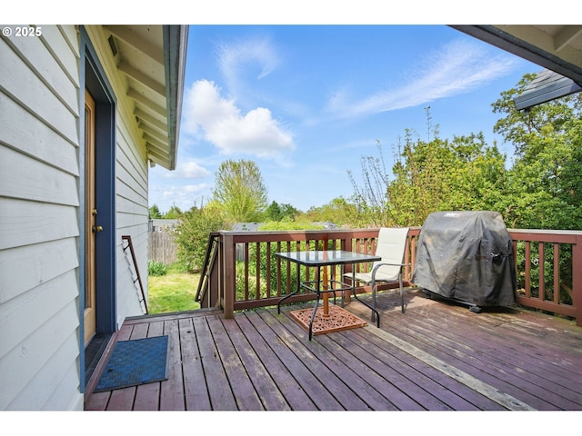 deck featuring area for grilling