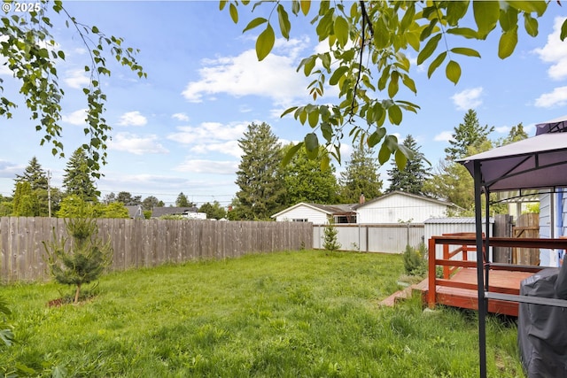9746 SE Woodstock Blvd, Portland, OR 97266 - view of yard with a gazebo and a wooden deck