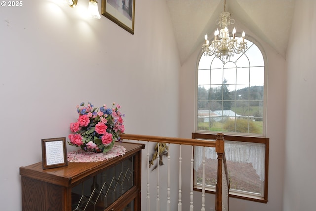1397 State Route 506, Vader, WA 98593 - stairway featuring a chandelier and lofted ceiling