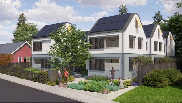 45 W 27th Ave Unit B, Eugene, OR 97405 - view of front of house with roof mounted solar panels, a standing seam roof, and metal roof