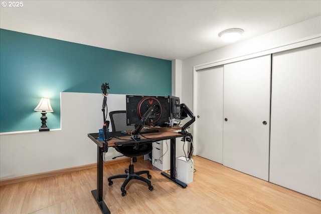 office area with light wood finished floors