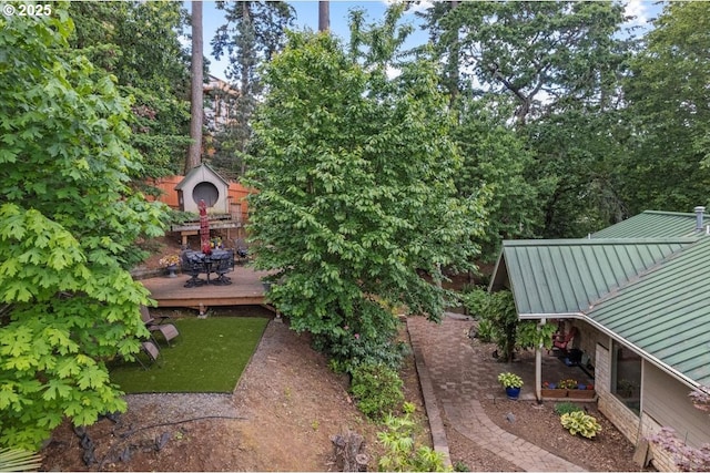 view of yard featuring a deck