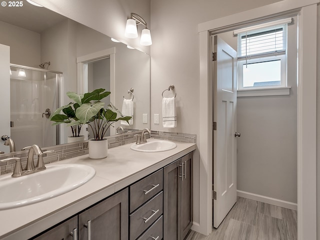 472 SW 16th Ave, Canby, OR 97013 - full bathroom featuring double vanity and a shower with door