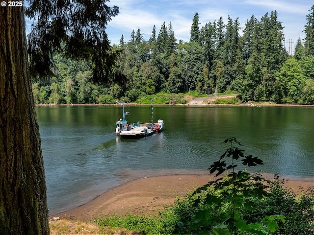 472 SW 16th Ave, Canby, OR 97013 - water view featuring a floating dock and a heavily wooded area