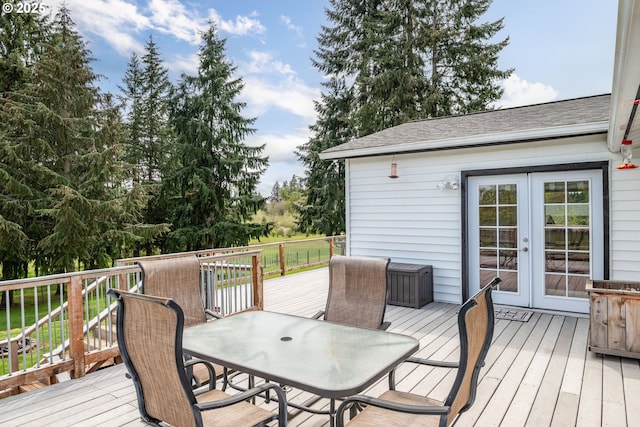 220 Plomondon Rd, Toledo, WA 98591 - wooden terrace featuring french doors and outdoor dining area