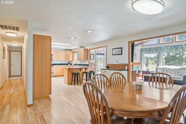 220 Plomondon Rd, Toledo, WA 98591 - dining room featuring visible vents, recessed lighting, and light wood finished floors
