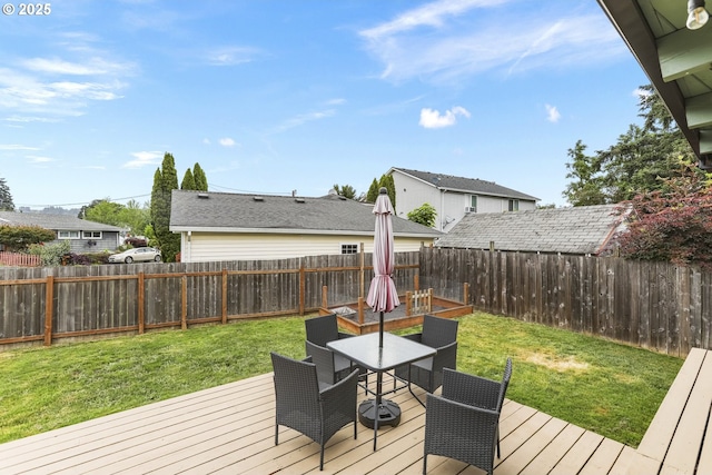 2064 Tualatin St, Saint Helens, OR 97051 - wooden terrace featuring outdoor dining space and a fenced backyard