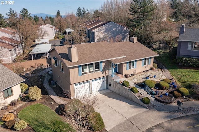 aerial view featuring a residential view