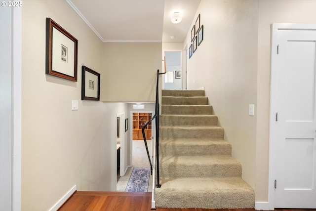 17810 Sarah Hill Ln, Lake Oswego, OR 97035 - stairway featuring baseboards and ornamental molding