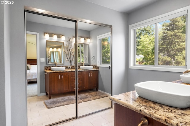 17810 Sarah Hill Ln, Lake Oswego, OR 97035 - bathroom with double vanity and tile patterned flooring