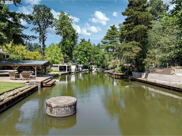 17810 Sarah Hill Ln, Lake Oswego, OR 97035 - dock area with a water view and view of wooded area