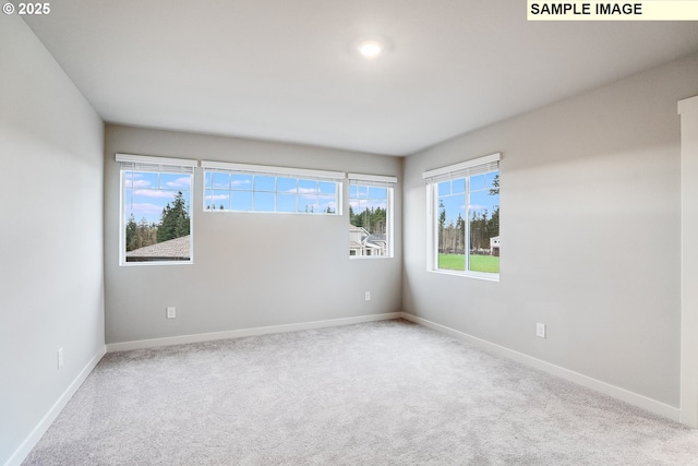 carpeted empty room with baseboards